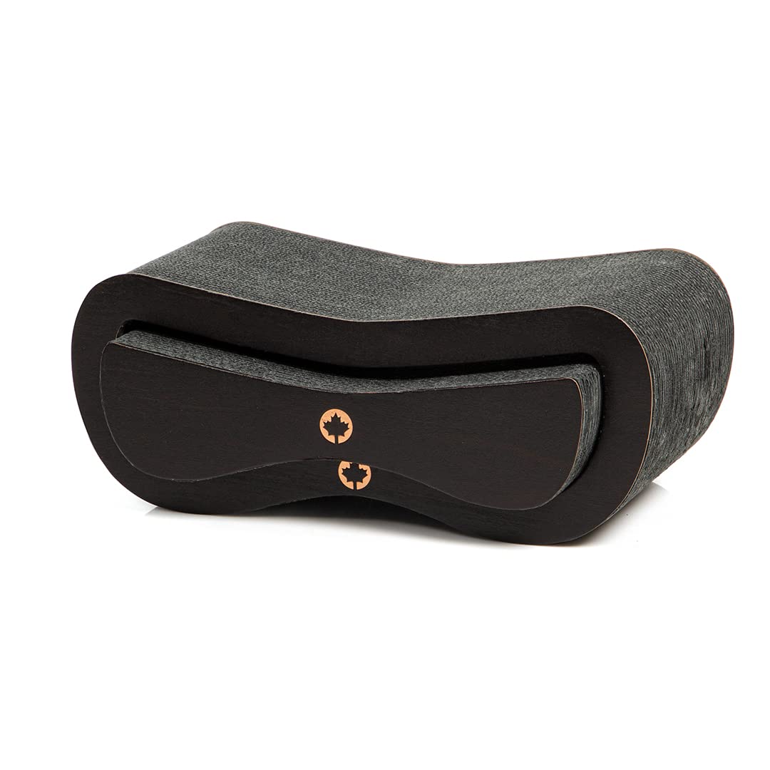 CanadianCat Company | Premium Kratzbrett/Kratzlounge für Katzen Spar-Set Orbit + Satellite, Kratzpappe/Katze Kratzbrett, Wellpappe & Katzenminze, Small, Black Edition