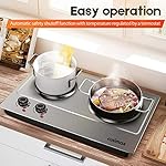 CUSIMAX 1800W Double Hot Plate, Stainless Steel Silver Countertop Burner Portable Electric Double Burners Electric Cast Iron Hot Plates Cooktop, Easy to Clean, Upgraded Version C180N - Image 5