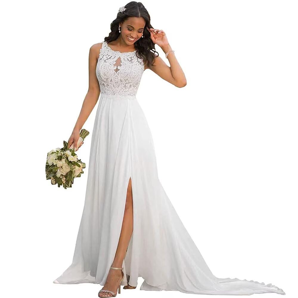 Beach Mermaid Wedding Dresses for Bride 2025 Lace Appliques Tulle Boho Bride Dress with Train