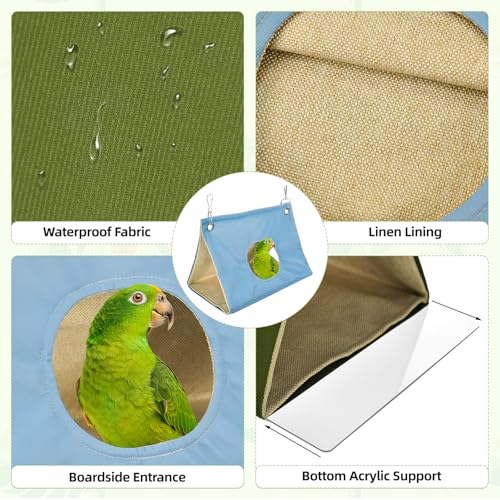 Image of Parrot Hanging Nest House Parrot Hideaway Cave Bed Tent Cozy Snuggle Sleeping Hut Bird Hanging Hammock for Parakeets, African Grey, Cockatoo, Amazon Parrots, Cockatiels.(Blue)