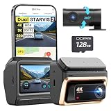 DDPAI Z60 Pro Dashcam Auto 4K, Dual STARVIS 2 IMX678 60FPS HDR, eMMC Integrata 32GB + Scheda 128GB Gratuita, Visione Notturna AI-ISP, 4G LTE, WiFi 5GHz, GPS, Modalità Parcheggio 24h, Schermo IPS 3"