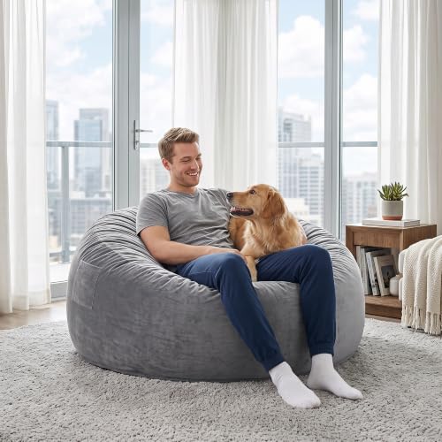 Image of 5 Ft. Bean Bag Chair for Adults, Teens, Kids with Memory Foam Filling