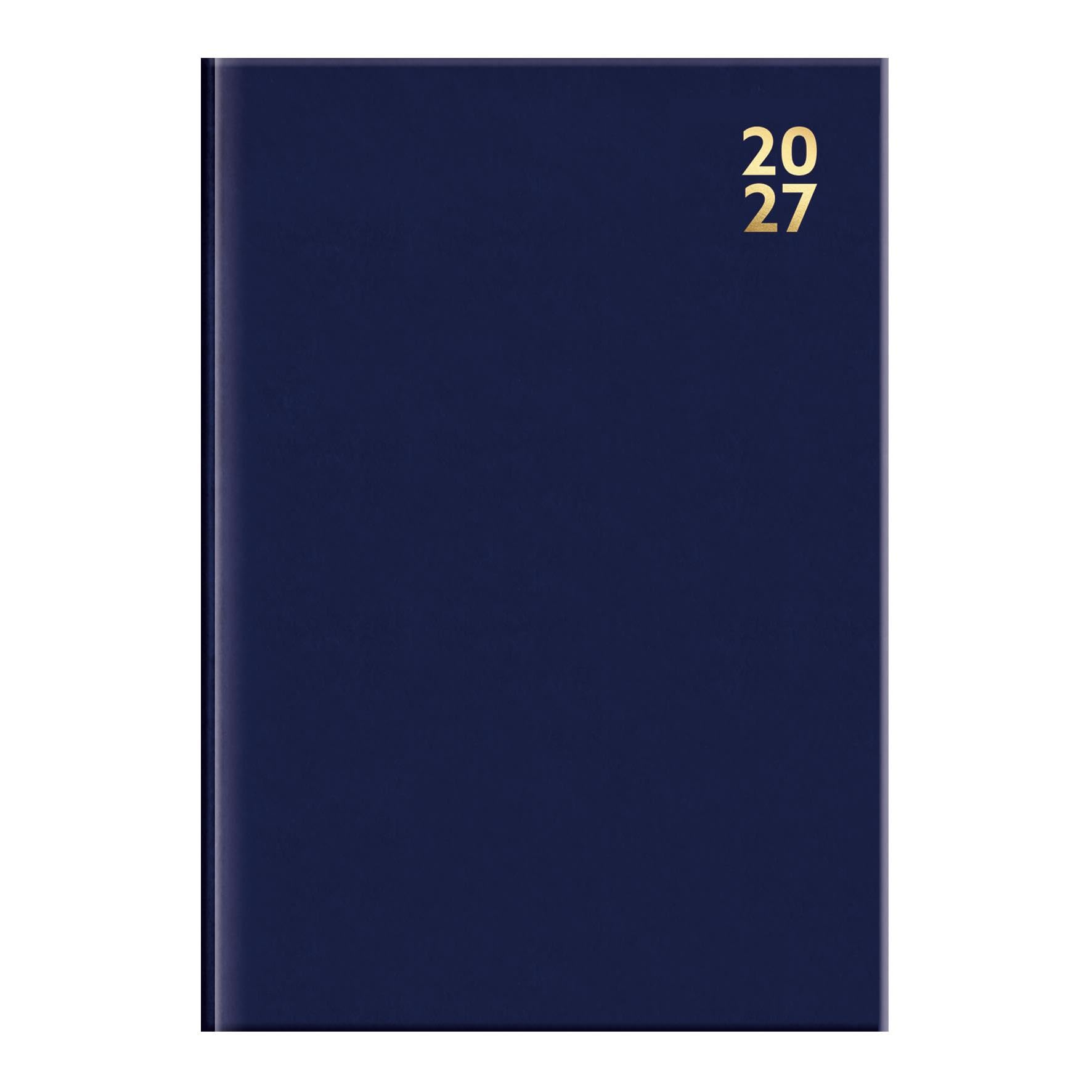 2027 A4 Diary Week Day Per Page - Navy Blue Appointment Book Hourly Slots - Hardback Business Daily Planner Organiser - Professional Home Office Desk Business