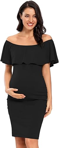Jezero Vestido de maternidad para mujer, sin mangas, con volantes, sin mangas, para baby shower