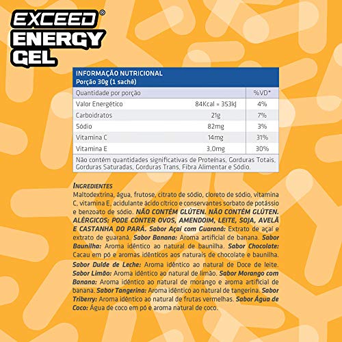 Gel Energético Exceed Energygel Tangerine Splash display c/ 10 saches