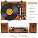 Vinyl Record Player with External Speakers, 3 Speed Vintage Stereo Turntable for Vinyl Records, Bluetooth Input, Auto Stop & Belt Driven System, RCA Out and Aux in - Brown