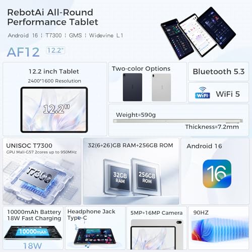 Image of Android 16 Tablet, 12 InchTablet,T7300,32GB RAM +256GB ROM