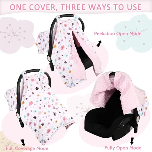 Image of Pea Pod Car Seat Cover for Baby, Infant Carseat Cover with Peekaboo Opening Design Car Seat Canopy Cover, Nursing Cover for Baby Boys Girls (Floral)