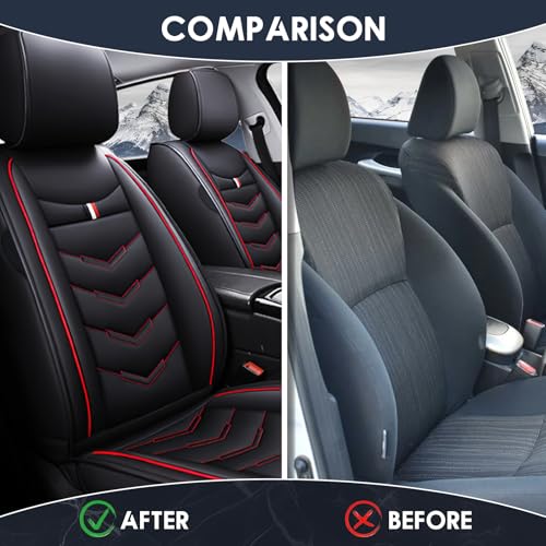 Front Seat Cover for Porsche Macan 2015-2026, Waterproof Durable Premium Leather Car Seat Protector, Comfortable Anti-Slip Stylish Sport Seat Cover(2 Seats Standard,Black Red) - Image 6