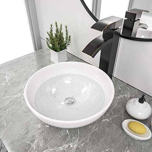 Couoko 16"x16" Bathroom Vessel Sink Modern Round Bowl Above Counter White Porcelain Ceramic Vessel Vanity Sink Art Basin Couoko 16"x16" Bathroom Vessel Sink Modern Round Bowl Above Counter White Porcelain Ceramic Vessel Vanity Sink Art Basin