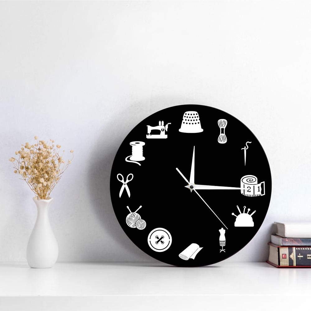 Sewing Room Decor Modern Wall Clock Craft Room Professional Clock Wall Watch Vintage Tailor Shop Sign Sewist Seamstress Gift-Frameless_Simple_Design
