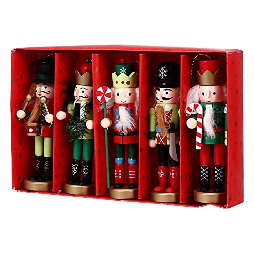 BESPORTBLE Decoração de casa, 5 peças, estatuetas de madeira, quebra-nozes com pingente para decoraç