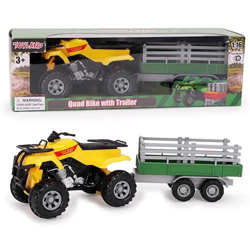 Toyland® Ensemble de Jeu Farm Quad & Trailer - Échelle 1:16 - Action de Roue Libre - Jouets de...
