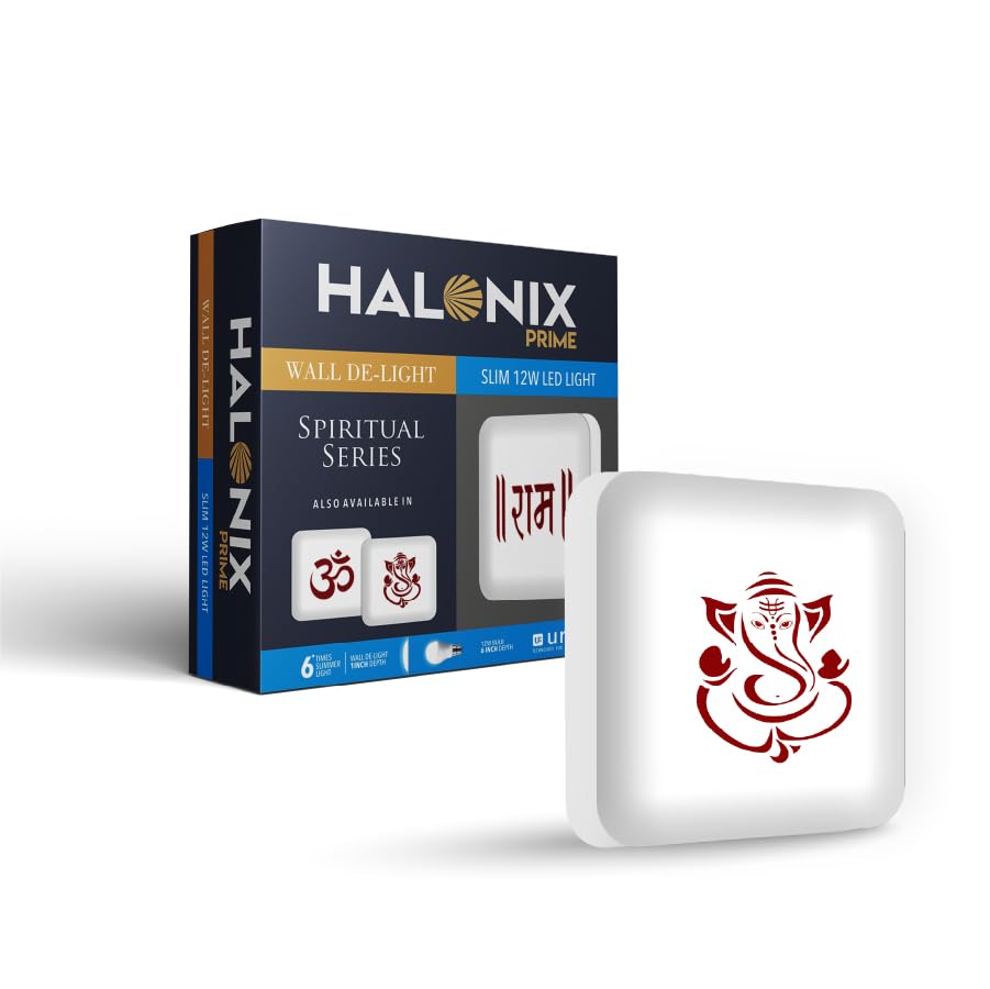 Halonix Polycarbonate Ganesh 12W Square Wall De-Light Spiritual Slim Ram Downlighter|Cct-6500K Cool Day Light|Easy Push Fit Installation|Ceiling And Wall Downlighter|Gate Light|Tample Light|Pack 1 (B0CRRRRNRS) Amazon Price History, Amazon Price Tracker