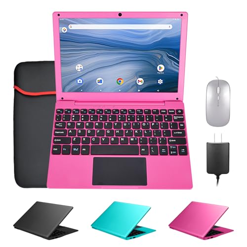 10.1 Inch Mini Netbook, Quad-Core Processor Laptop Computer, 2GB Memory 64GB Storage Android 12 Portable Notebook Built-in Webcam, WiFi & Bluetooth Keyboard & Mouse for Home Schooling & Office Work