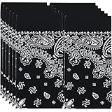 MW Watersports Cotton Bandanas, Bulk 12 Pack Ideal for Men and Women Classic Western Paisley Design Large Dimensions (Black)