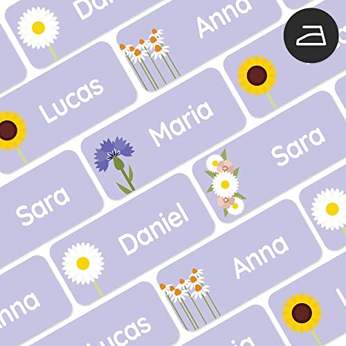 My Nametags® 56 Iron On Name Labels for Clothes | Waterproof & Washable Name Tags for Clothes & School Uniforms | Clothing Labels for Kids, School, Nursery, Kindergarten & Care Homes - Flowers