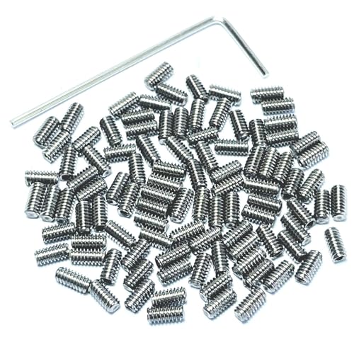 ZDingTech 100pcs M2 X 4mm 304 Set Screws Stainless Steel 2mm x 4mm Set Screws Hex Allen Head Hex Hexagon Socket Set Screws with 0.9mm Allen Wrench,2mm Set Screw hex Allen Head Socket Set Screws