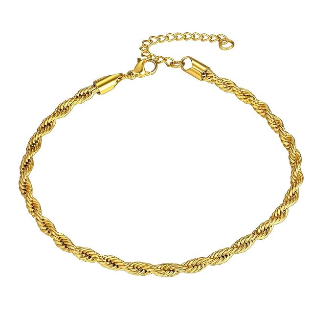 ChainsHouse Ankle Bracelets for Women Stainless Steel Beaded Chain Ankle Bracelet Womens Heart Anklets for Summer Beach Jewelry