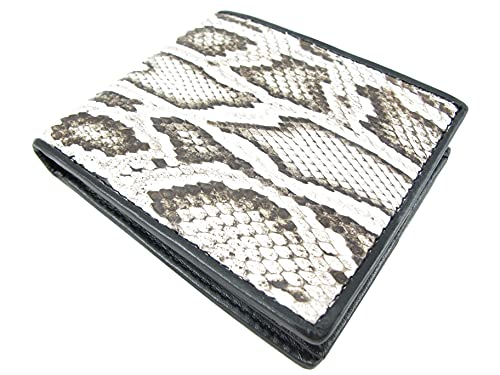 Genuine Python Snake Skin Leather Bifold Wallet ([B1] 6 Card Slots + 2 ID Windows + 2 Compartment for Bills, Burmese Natural)