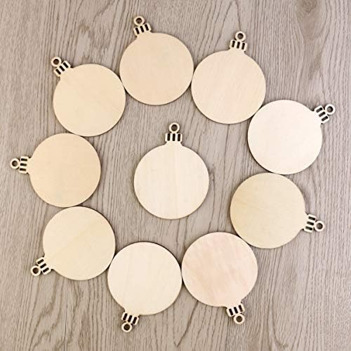 TENDYCOCO 10pcs Wooden Round Bauble Blank Hanging Decor Christmas Tree Decorations Ornament Gift Tag Shapes