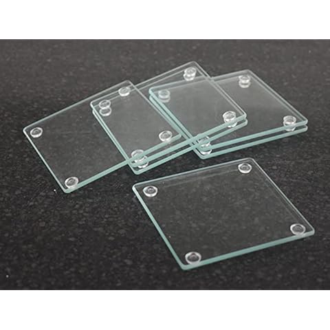 Pricekingx Set of 6 Glass Coasters -- Heavy Duty Drink Coasters, Clear Tempered Glass Coaster, Square Shape Bar Coaster, Coffee & Dining Table Mats, Ideal for Home, Office, Kitchenware (10 X 10 Cm) Cover