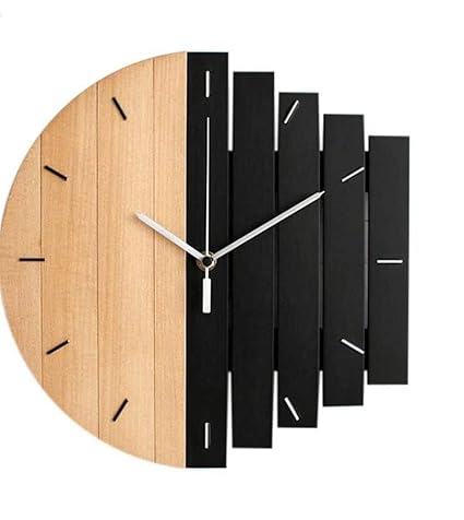 Gudki Antique Geometric Wood Wall Clock Handmade Clock II Wall Clock in Wooden Frame, Contemporary Design, Visible Numbers, Home Decor Piece (12 x 12 Inch)