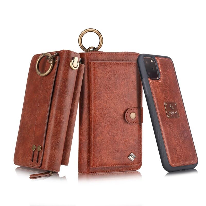 Generic Étui compatible avec iPhone 12/iPhone 12 Pro (6,1 pouces (couleur : marron) étui en cuir multi-portefeuille à rabat magnétique