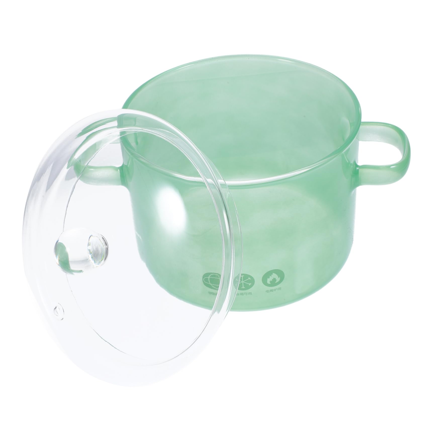 Mikinona Glass Cooking Pot with Lid Heat Resistant Clear Glass Cookware for Stovetop Ramen Noodle Pot Capacity for Soups and Vegetables Portable Dual Handle Design
