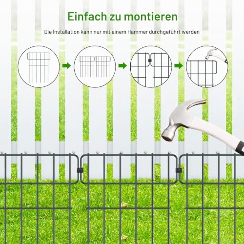 Metall Steckzaun Gitterzaun Dekoration, Hundezaun Tierbarriere für Garten
