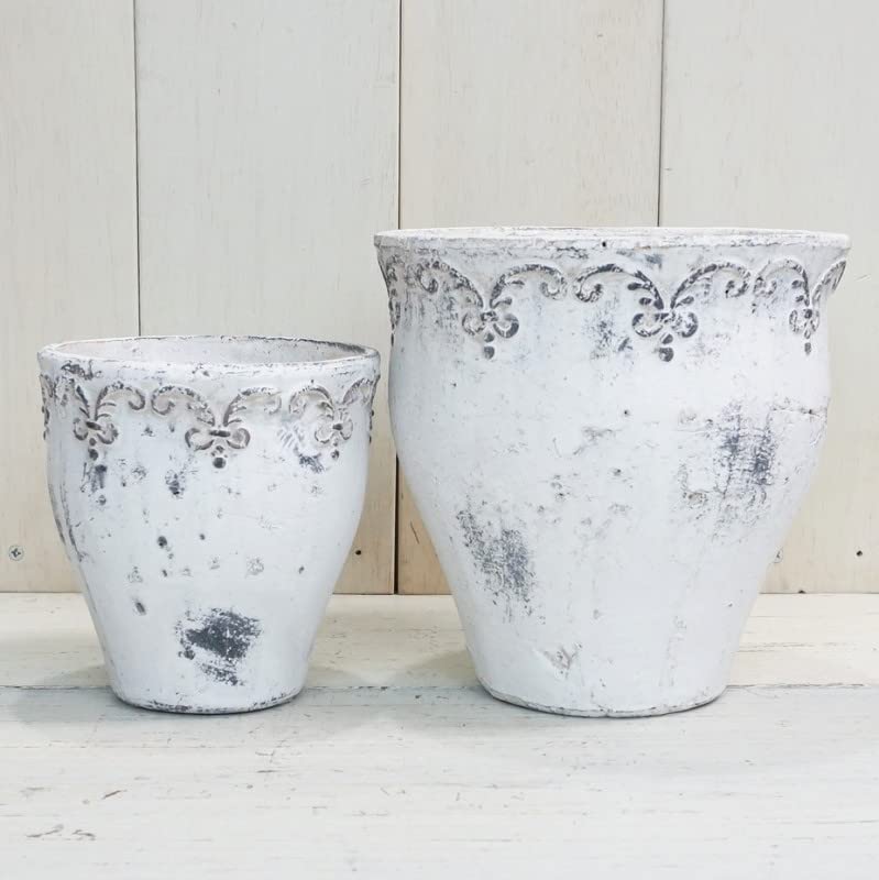 フランス ホテル ル コルビュジエ ヴィンテージホワイト陶器プランター　縦長円形 フランス ホテル ル コルビュジエ ヴィンテージホワイト陶器