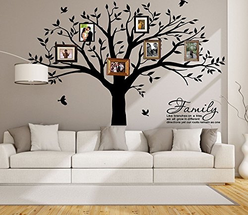 Family Tree Wall Decal Quote- Family Like Branches On A Tree Lettering Tree Wall Sticker For Bedroom Decoration (Black) #TOP3