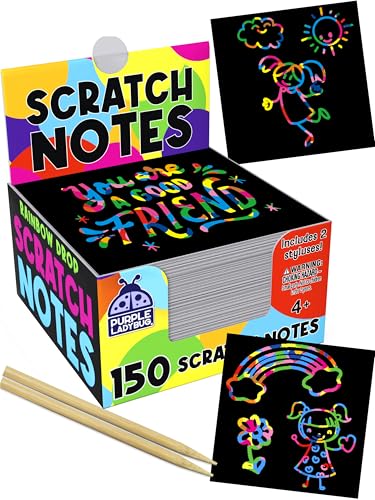 Notas con doble capa para rasacar:150 hojas de color negro de notas de...