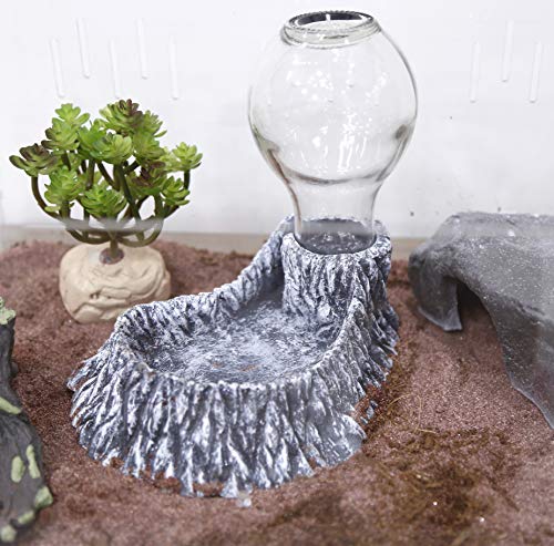 Reptile-Amphibians Water-Bowl Terrarium Waterfalls Habitat Decor - Automatic Water Dispenser for Insects Lizard Chameleon Tortoises Snake Spider Frog Gecko