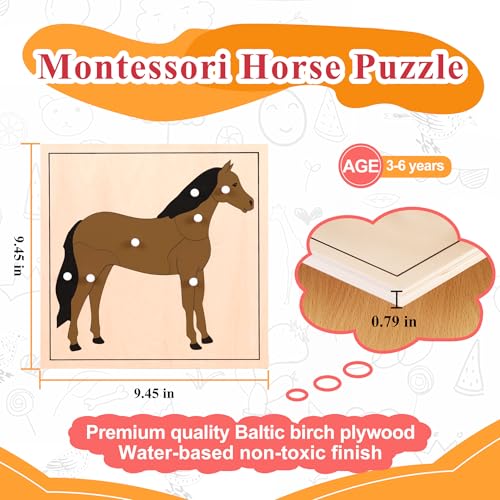 Image of Montessori Outlet Horse Puzzle for Children 3-6 Years Montessori Education at School and Home