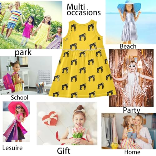 Girls' Sleeveless Dress Funny Printed Summer Swing Casual Cotton Beach Sundress for Girls 2T-8Y4