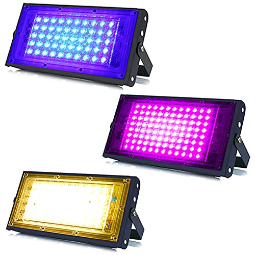 Image of MLD 30w Led Flood Lights IP66 Waterproof Indoor Outdoor Led Brick Focus Street Light Multi color Combo Set | Blue, Pink, Yellow| Pack of 3