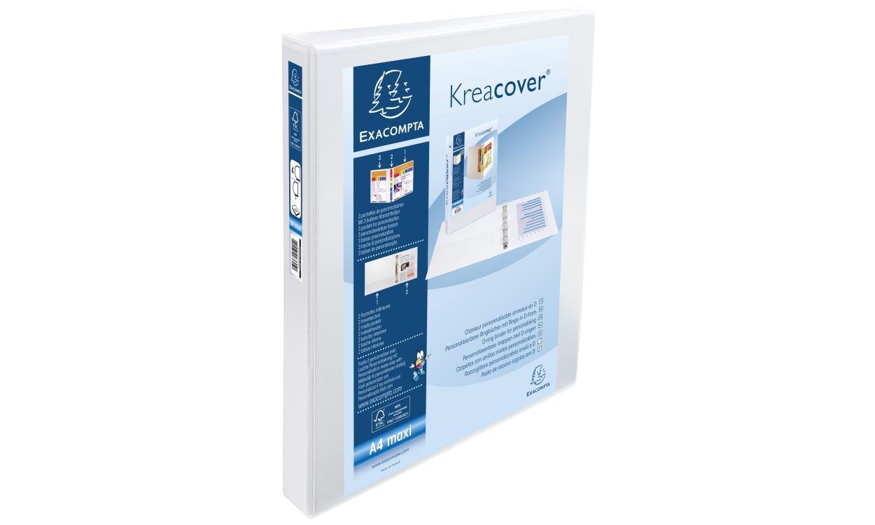 Exacompta Segregator Kreacover A4 Maxi 4 Ax, średnica 25 mm, grzbiet 47 mm, biały, 10 sztuk