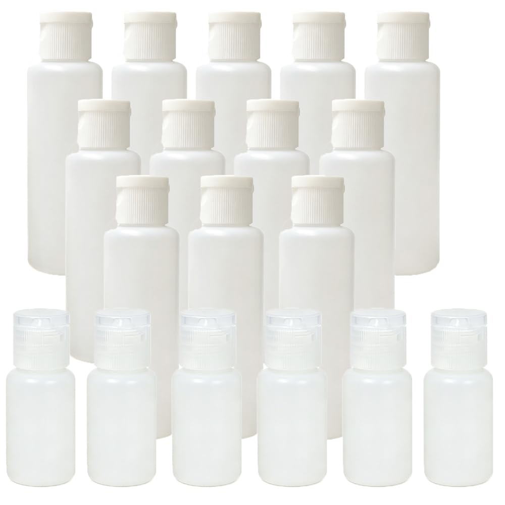 Bouteilles plastiques vides de 30ml avec bouchon blanc pour soins et lotions | Lot de 50