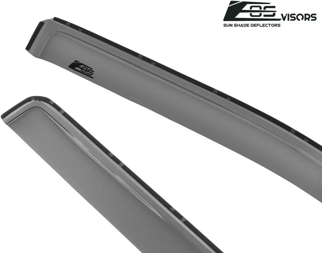 Fits All 2009-2018 Ram 1500 2019-Present 1500 Classic Quad Cab Models | EOS Visors in-Channel Style Smoke Tinted Side Vents Window Deflectors Rain Guards