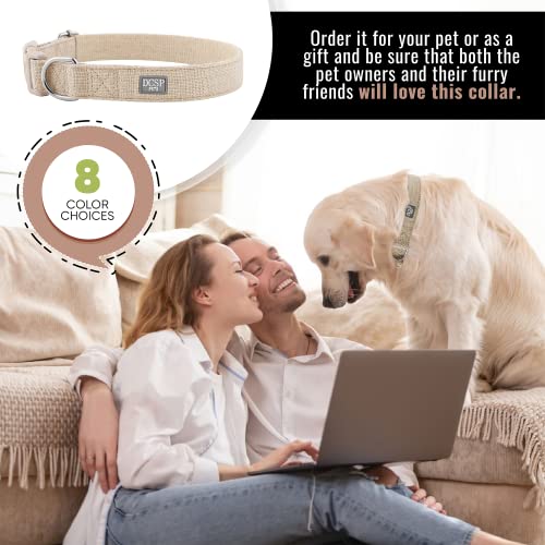 Dcsp Pets Dog Collar – Heavy-Duty Dog Collar For Small Dogs, Medium And Large – Eco-Friendly Natural Fabric – Durable And Skin-Friendly – Soft Dog Collar For All Breeds (Large, Khaki) #TOP5