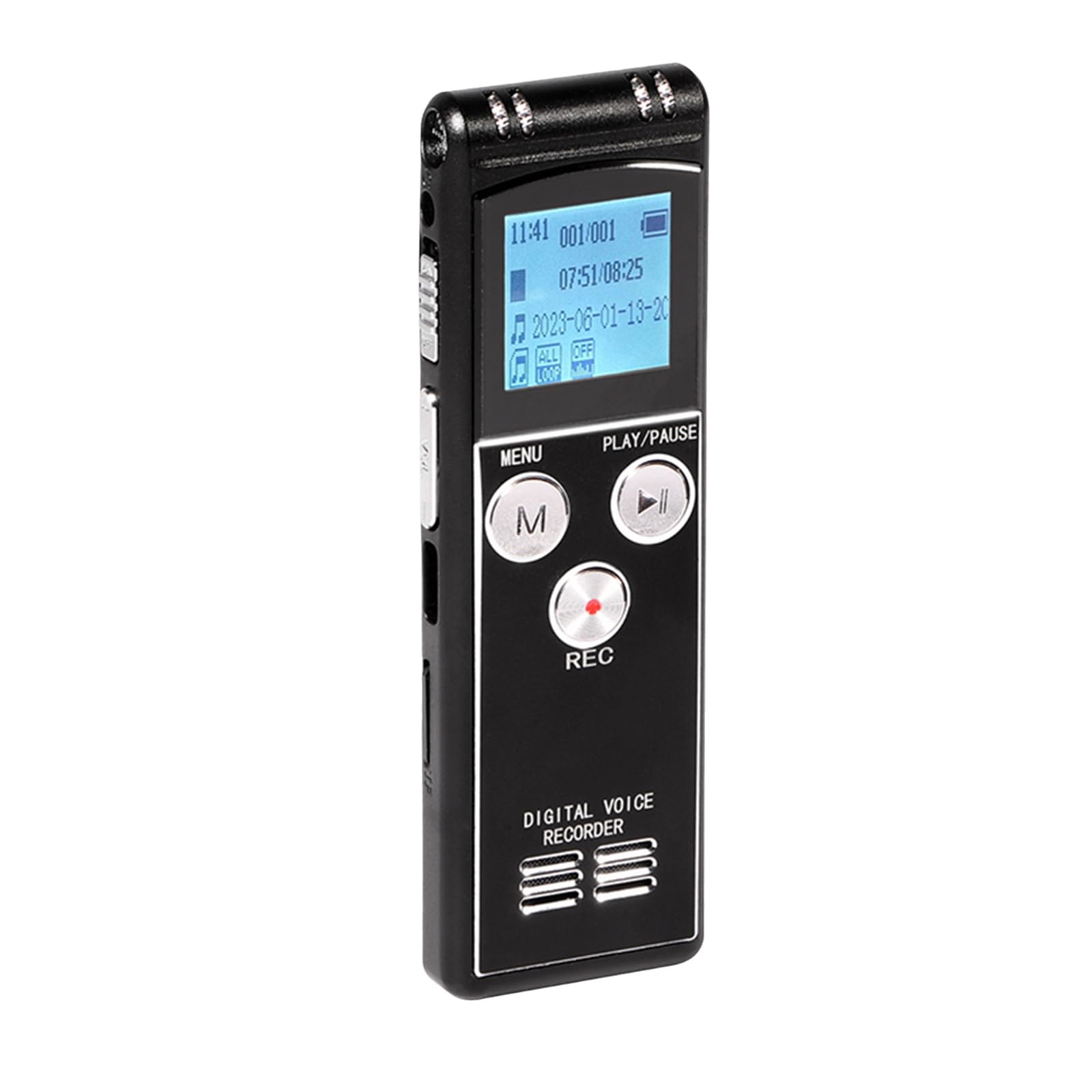 Enregistreur vocal numérique Outdoorm 8+32 Go, lecteur MP3 avec micro et haut-parleur, enregistrement haute résolution 1536 kbps, protection par mot de passe, écran LED et système