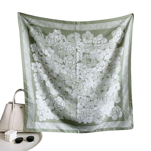 Image of Printed Poly Silken feel Scarf Stole for Women | Stylish, Soft, & Lightweight | Satin Feel Neck Scarf, Hair Scarf, Head Scarf for Women | Square Silk Stole for Handbag