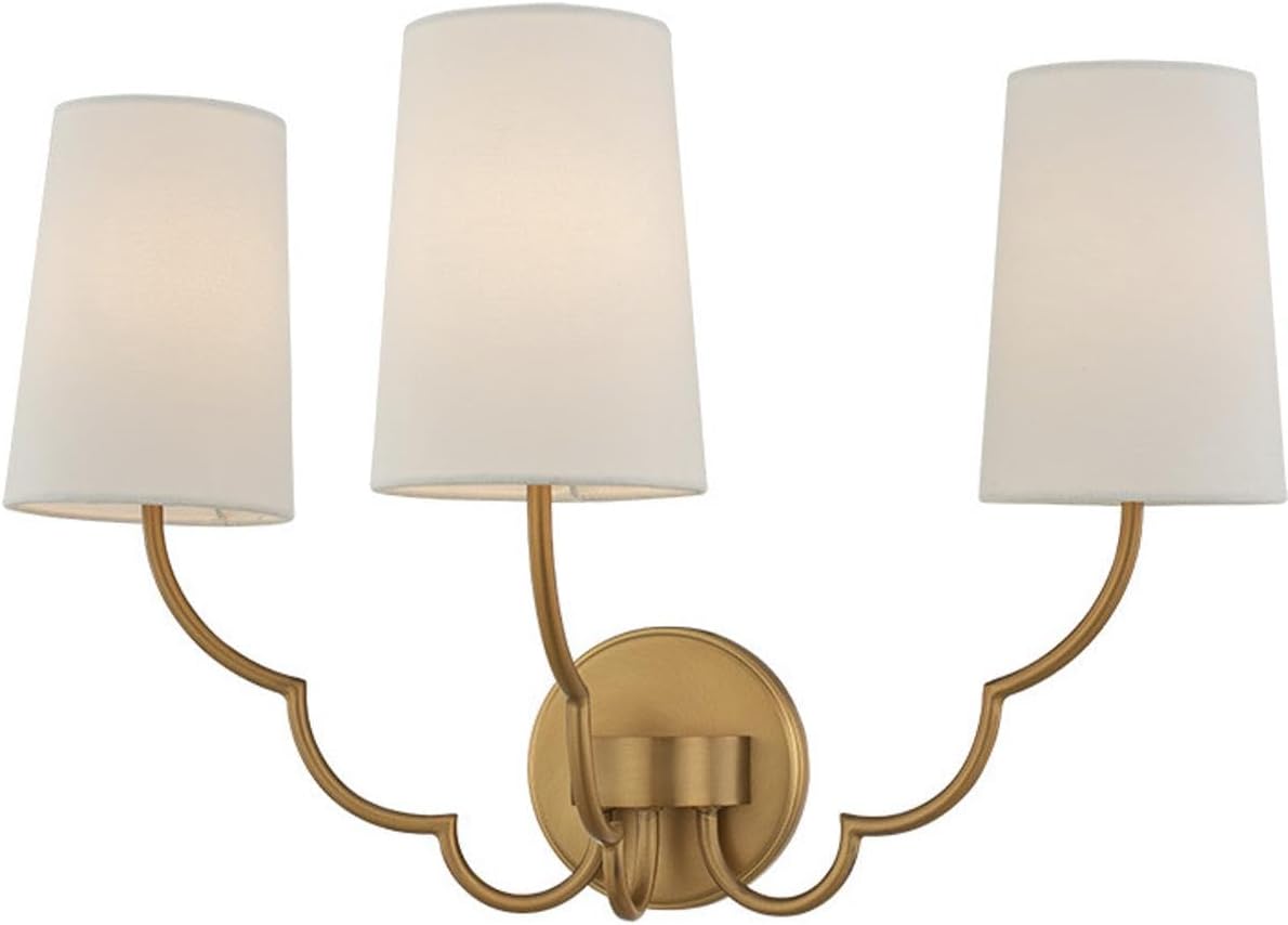 Kalco 514323NB Sophia Wall Sconce, 3-Light 120 Total Watts, New Brass