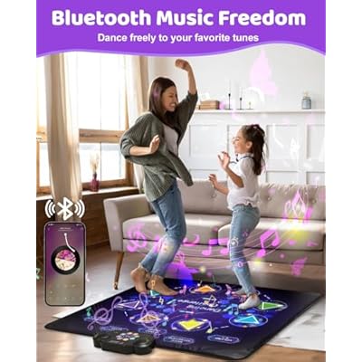 Gleamkid Dance Mat Toys for Kids: LED Light-Up 8-Button Dance Pad with Adjustable Volume, Rechargeable, Bluetooth Function, Built-in Music, 8 Modes & 3 Difficulty Levels, Xmas Gifts for Kids Ages 3-12