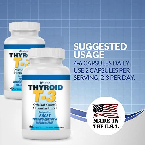 Absolute Nutrition Thyroid T3 Radical Metabolic Support For Women And Men, Energy And Focus, Healthy Thyroid Function, Natural Formula, Non-Gmo, No Caffeine, 2 Pack 60 Servings, 120 Capsules #TOP7