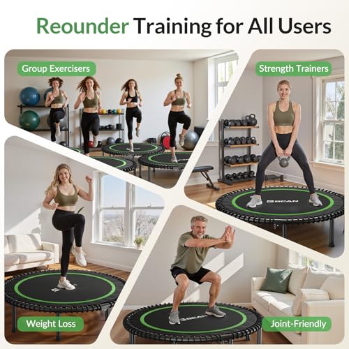 BCAN 450/550 LBS Foldable Mini Trampoline, 40"/48"/50" Fitness Trampoline with Bungees, Adjustable Foam Handle, Stable & Quiet Exercise Rebounder for Kids Adults Indoor/Garden Workout - Image 6