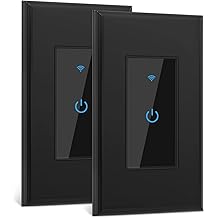 Smart Switch 2.4GHz WiFi Light Switch 2Pack Compatible with Alexa and Google Home, Single Pole, Needs Neutral Wire (Black)