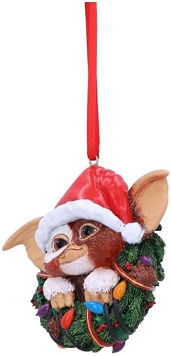 Miniatura 2 de Nemesis Now Gremlins Gizmo - Adorno colgante de corona de 3.7 in, resina, decoración navideña oficial de Gremlins, pintado a mano