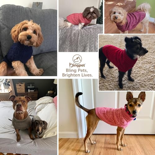 Image of BINGPET Dog Sweater for Large Dogs, Turtleneck Knitted Clothes